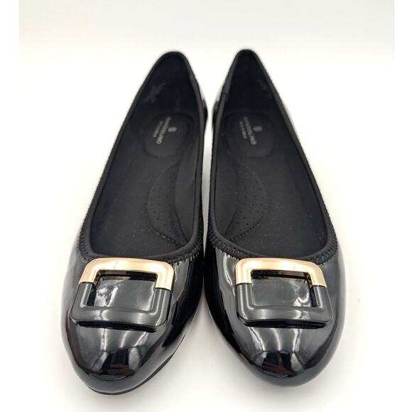 Bandolino Tad Wedge Pumps Women's Buckle Slip On Black Size US7.5M EU38 - Picture 2 of 10